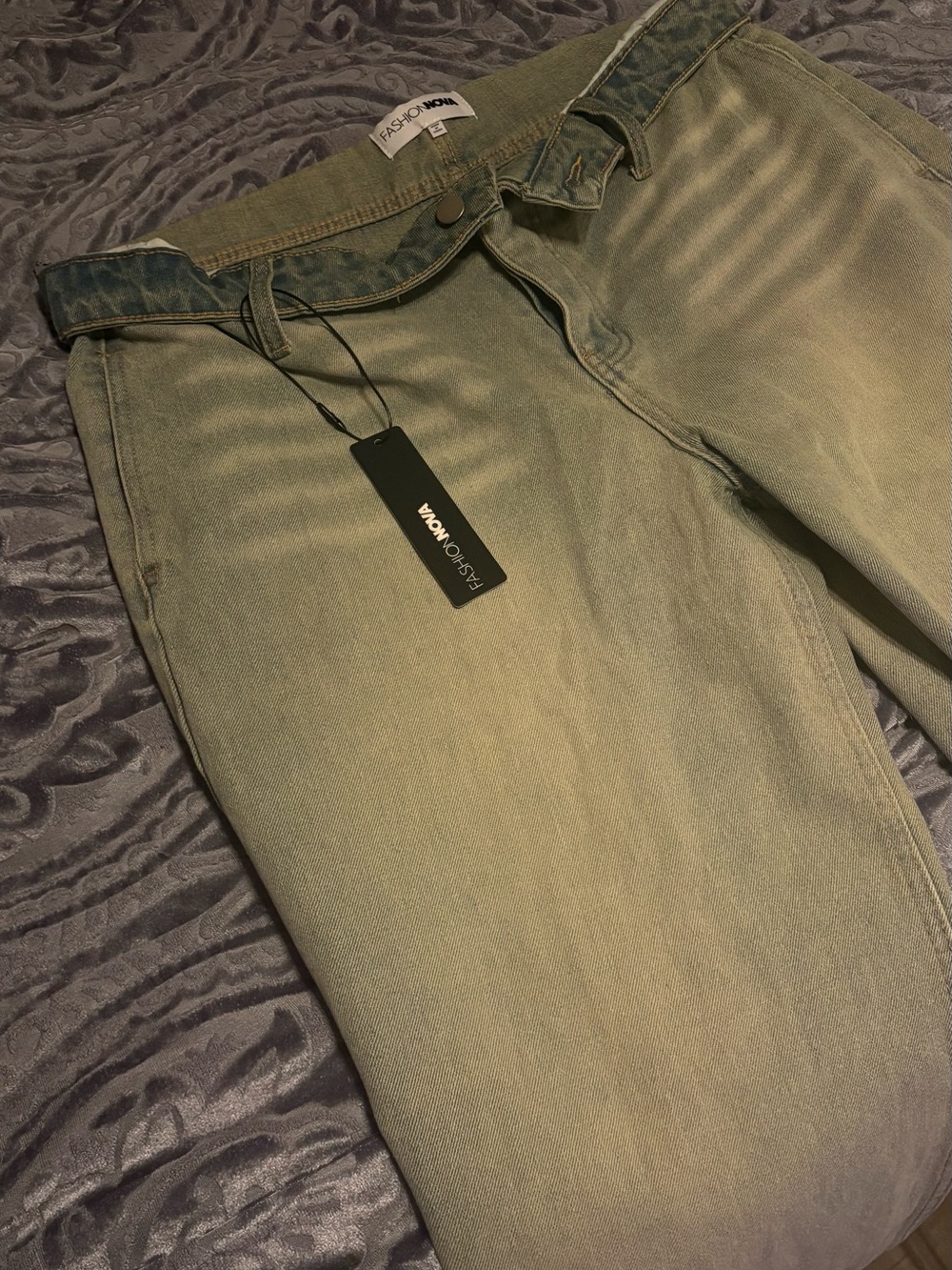 Frankie Foldover Tinted Wide Leg Jeans